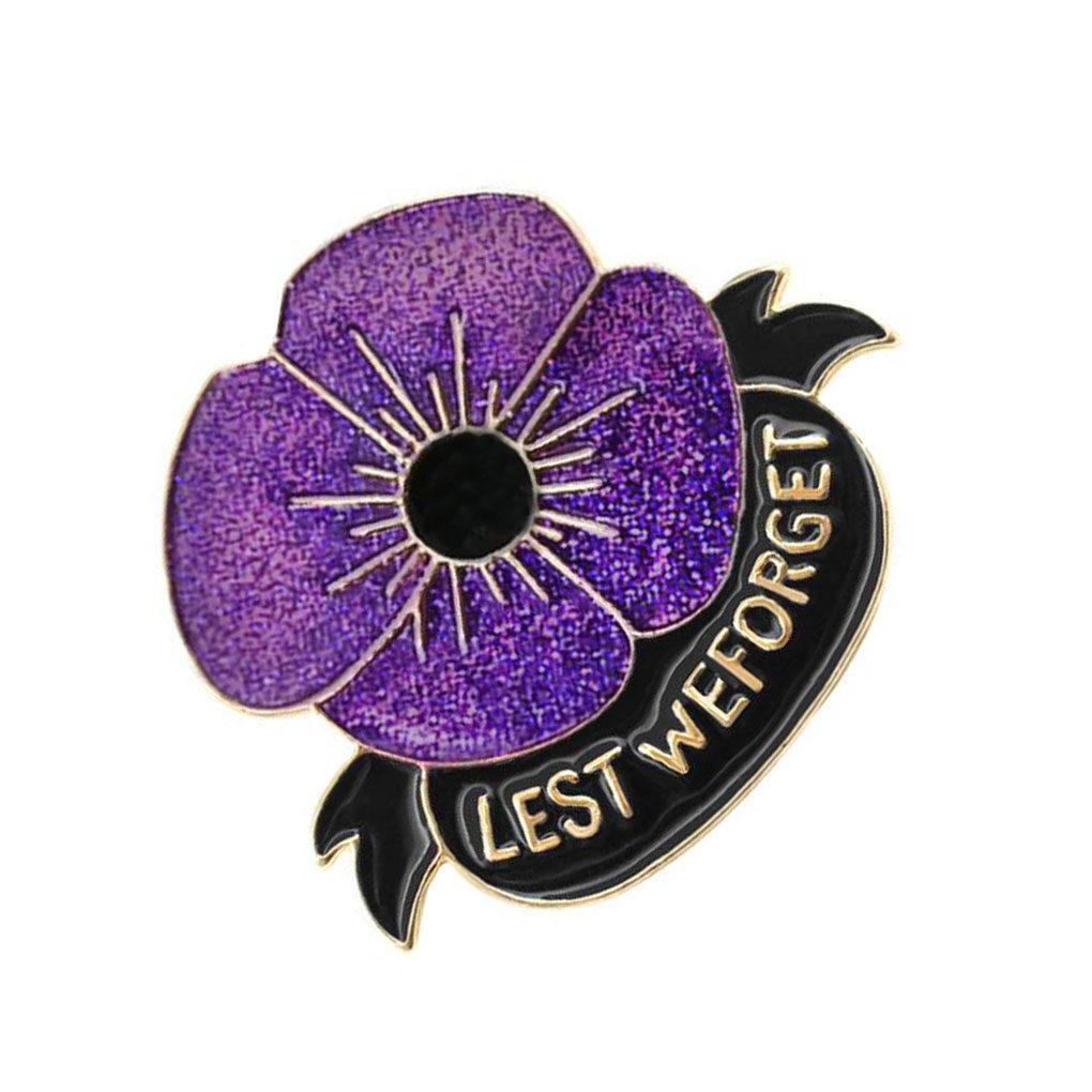 Women Brooch Purple Poppy Flower Alloy Breastpin Lapel Pin Brooch Decoration Gift