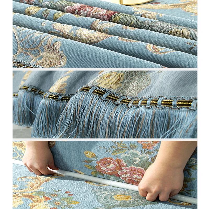 European Jacquard Sofa Cover Tassel Lace Edge Couch Cover Protector Anti-Slip Sofa Cover Chenille Anti Cat Scratch Sofa Cushion
