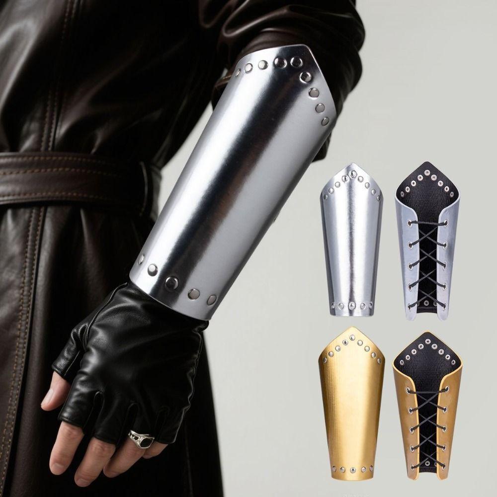 Silver Gold Rivet Medieval Bracers Role Playing Cosplay Arm Cuff Knight Arm Guard Training
