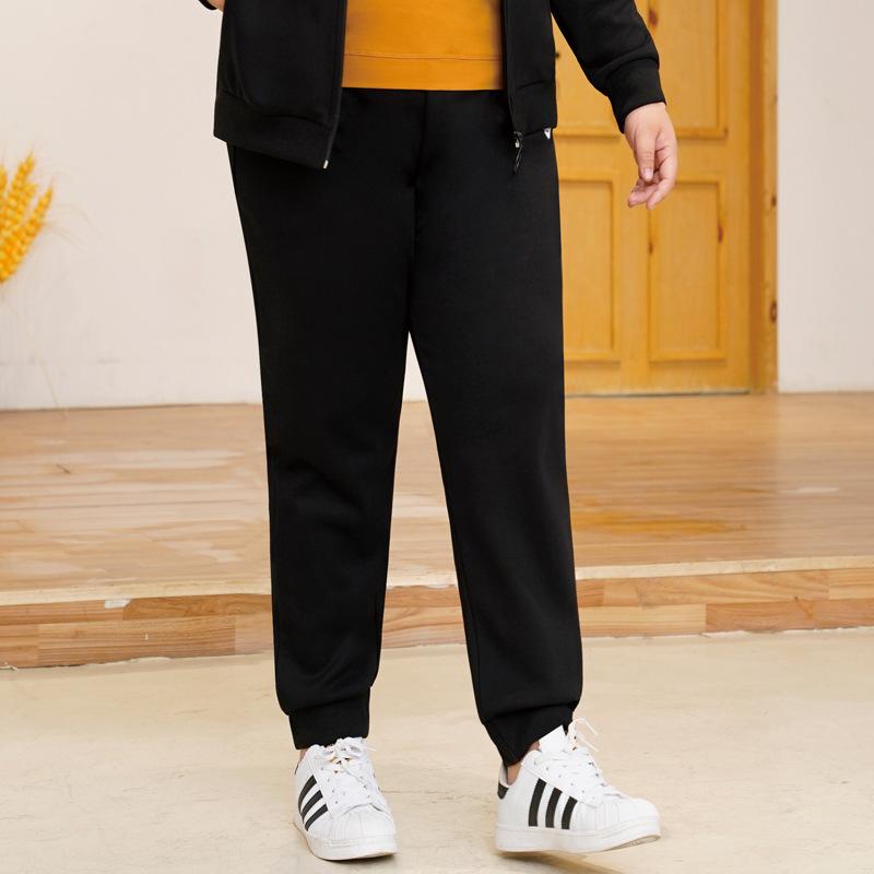 

Большие размеры женские осенне-зимние спортивные свободные флисовые брюки Harun Casual Wear теплые узкие брюки 7XL чёрный