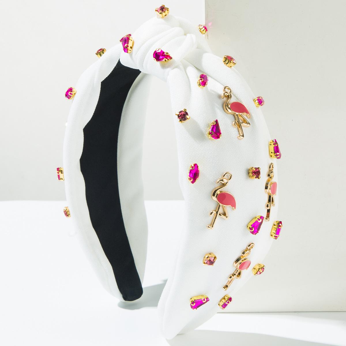 

Новая модная креативная повязка на голову из сплава с эмалью в виде фламинго и бриллиантами, женские простые аксессуары для волос