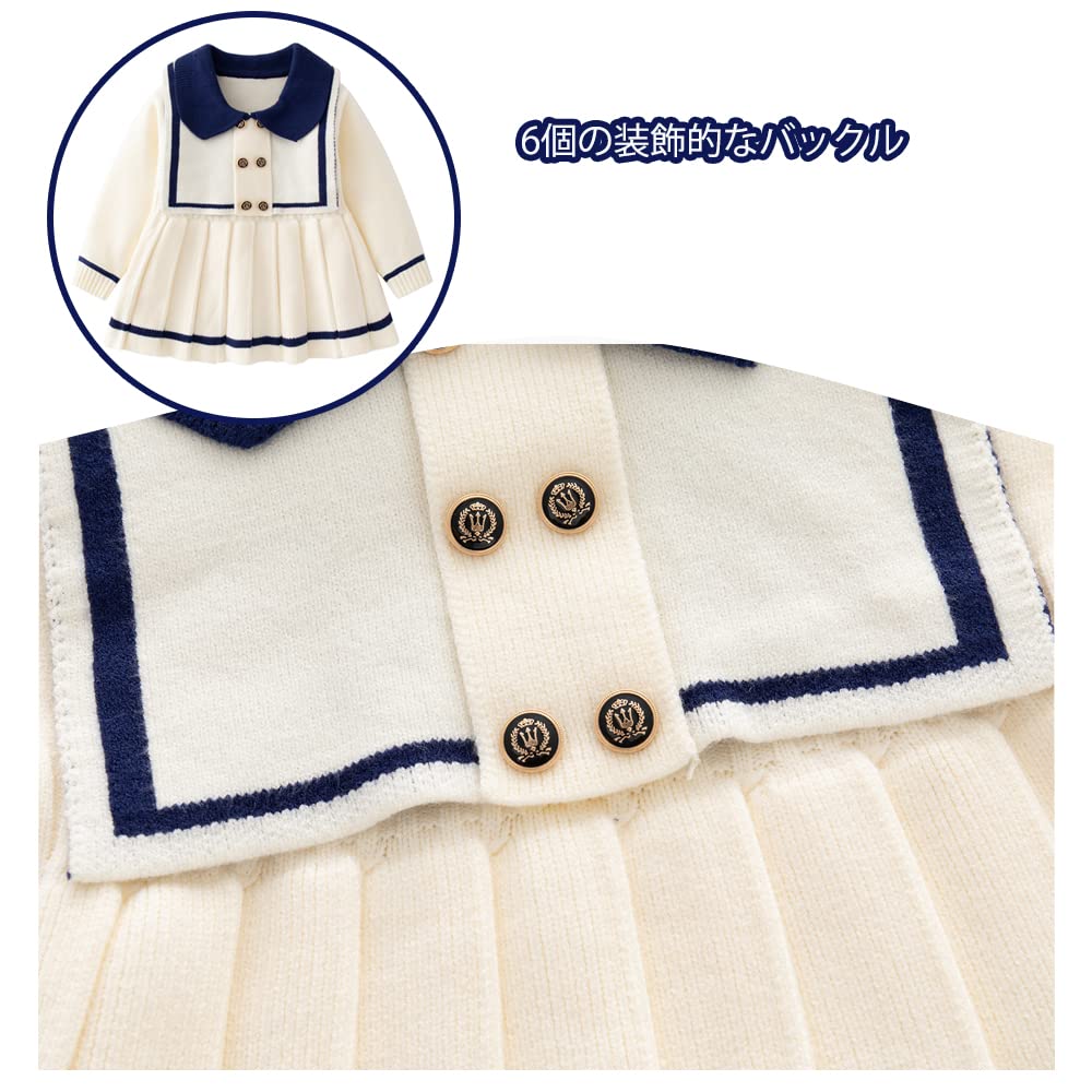 Reegoo Peter Baby and Perfect for Shrine and Size Ages Months Girls' Kids' Dress, Sailor-Style Sweater, Formal, Spring, Autumn, Winter, Visits,