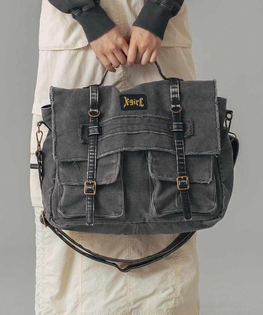 [X-girl] Distressed Messenger Bag 105244053004 Black One Size
