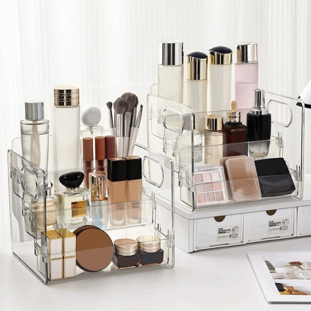 Large Capacity Clear Makeup Rack Transparent Perfume Display Case  Desktop Organizer