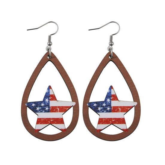 1 Pair Hollow Drop Earrings for Women Fourth of July Independence Day Earrings American