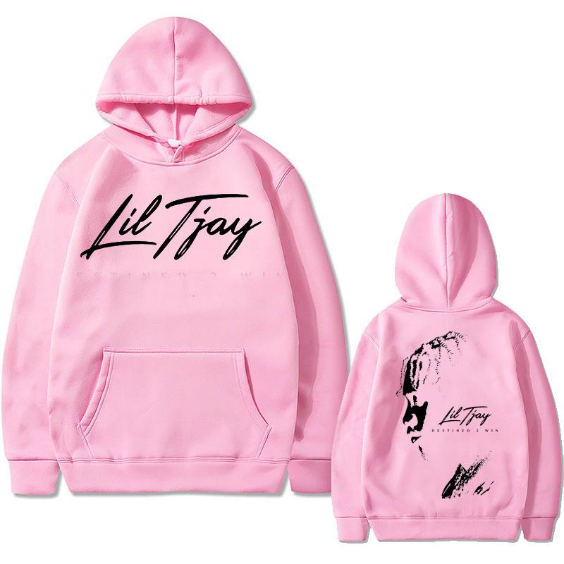 Rapper Lil Tjay Destined 2 Win Double Sided Print Hoodie Man Black Cotton Sweatshirt Men Women Fashion Oversized Hip Hop Hoodies