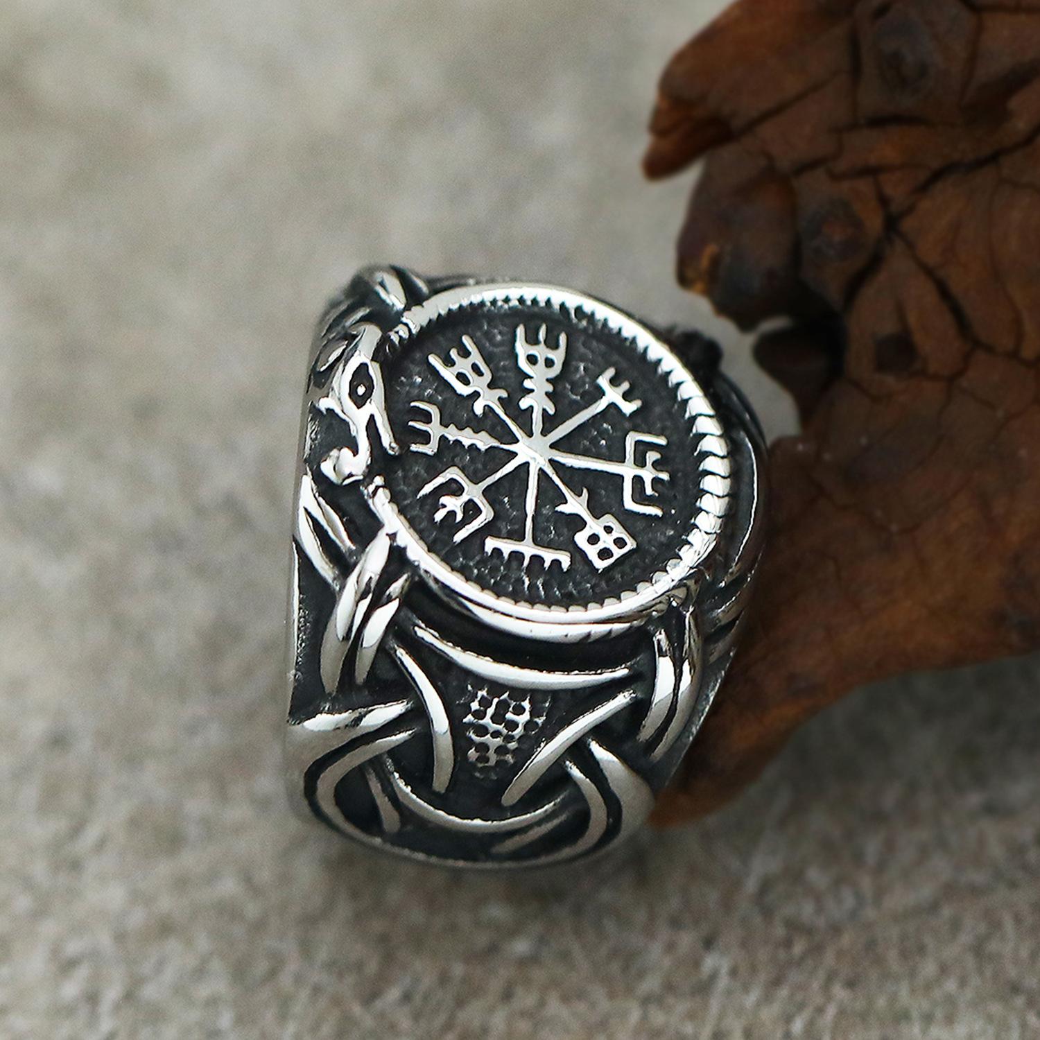

Кольцо из нержавеющей стали викингов с якорем и компасом «Древо жизни» в виде руны волка для мужчин и женщин, ювелирное украшение для парня No. 10