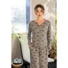 Women's Gray Bow Pattern Long Sleeve Pajama Set: Casual & Comfortable for Spring/Summer