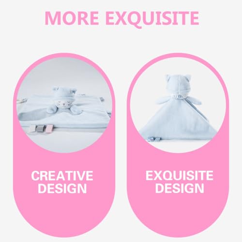 Baby Security Blanket with Plush Lovey, Soft Soothing Blanket with Pink Bunny, Non-Toxic Sleep Aid and Comfort Toy for Newborns and Infant Girls