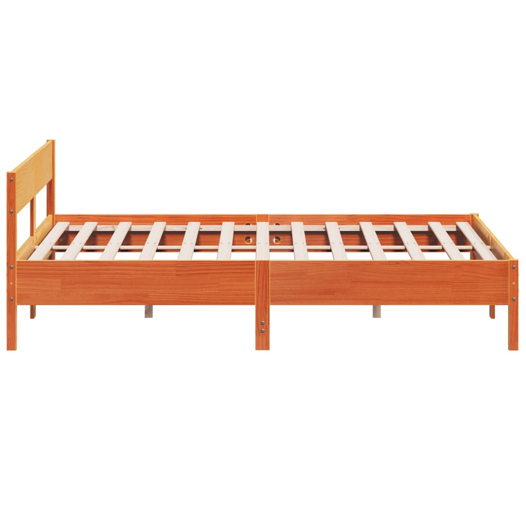 Vidaxl Bed Frame Without Mattress, Waxed Brown, 180X200 Cm, Solid Pine