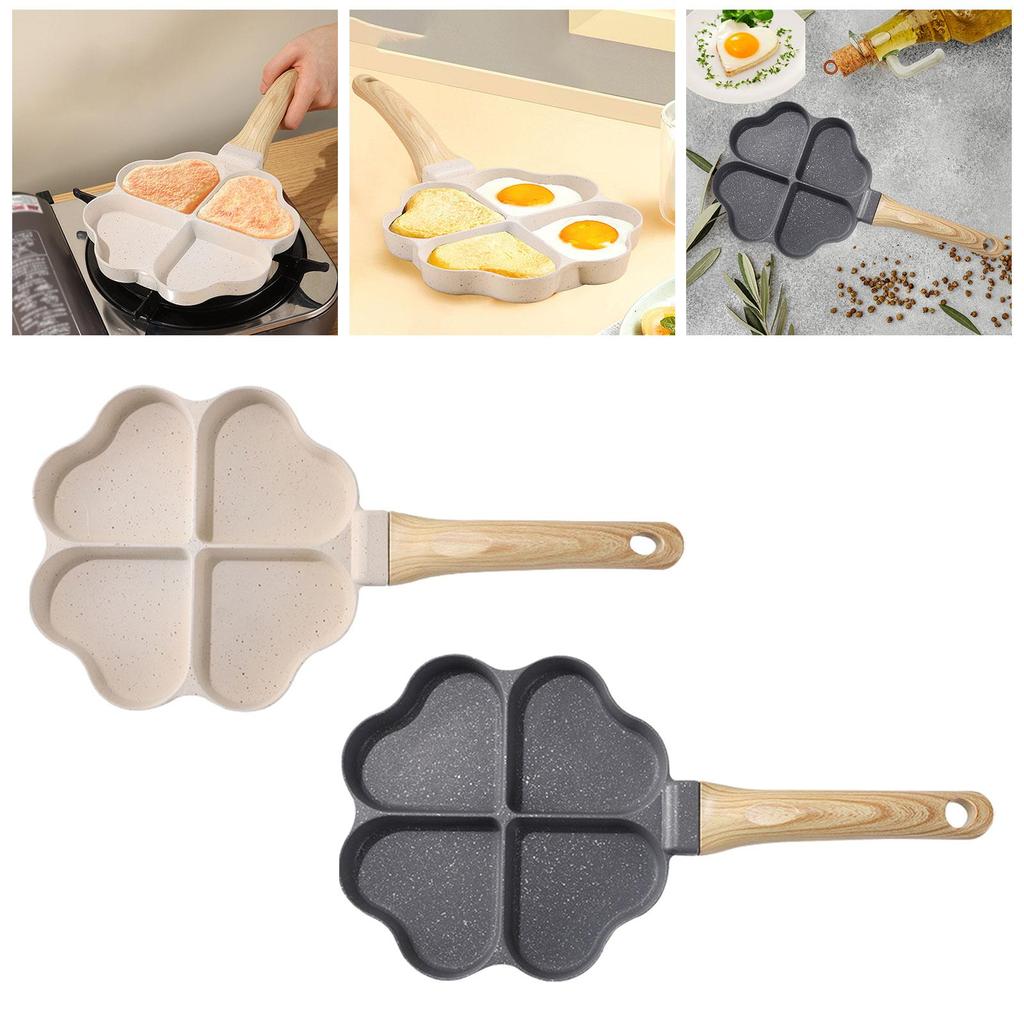 Omelet Pan Divided Egg Skillet Anti Scald Handle 4 Cup Mini Egg Cooker Pan Mini Pancake Pan for Baking Frying Steak