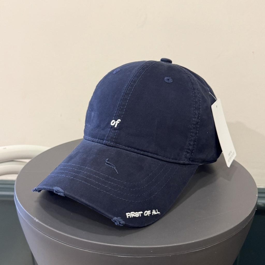 Hole Embroidered Baseball Cap Korean Trendy Brand Female Versatile Street Face Small Cap Pure Cotton Soft Top Sun Hat