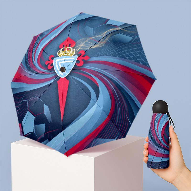 Celta Vigo FC Mini 5 Fold Pocket Umbrella Compact Lightweight Anti UV Rain Sun Protection Umbrella Portable Travel Umbrella