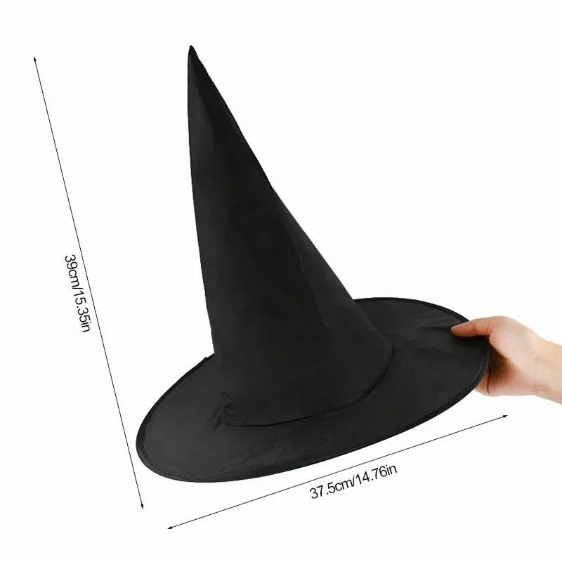 Halloween Witch Hat Kids Adults Halloween Party Cosplay Costume Props Decoration Black Wizard Cap Yard Hanging Witch Hat