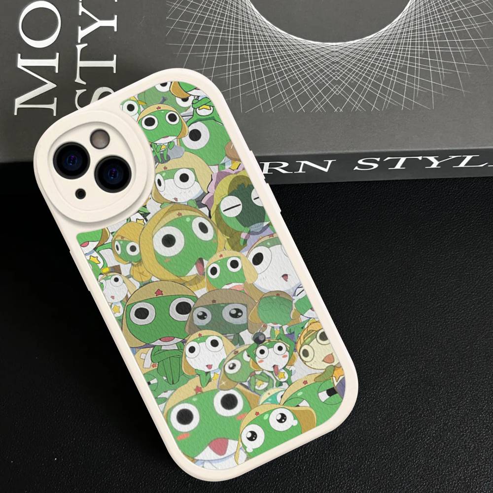 Keroro Frog Cool Gunsou Sergeant Phone Case For IPhone 16 15 14 13 12 11 Pro Max Plus Leather Shockproof Cover