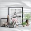 France Paris Pink Rose And Tower Landscape Art Poster, Paris City Art Print, Cityscape Wall Picture Retro Home Living Room Decor No Frame