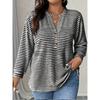 QICED Women's Fashion Casual Solid Color Print V-Neck  Long Sleeve Blouses & Shirts