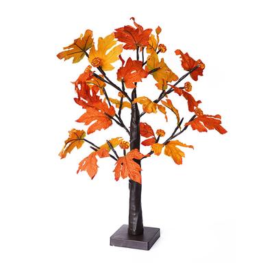 Arbre d'érable d'automne 24 pouces avec 24 LED Minuteur Décoration citrouille Base amovible Lumière douce Feuille lumineuse