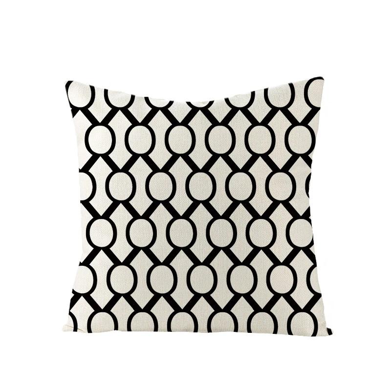 Linen Simple Black White Geometry Cushion Case Modern Nordic Simple Decorative Pillows Case Livingroom Sofa Couch Throw Pillows