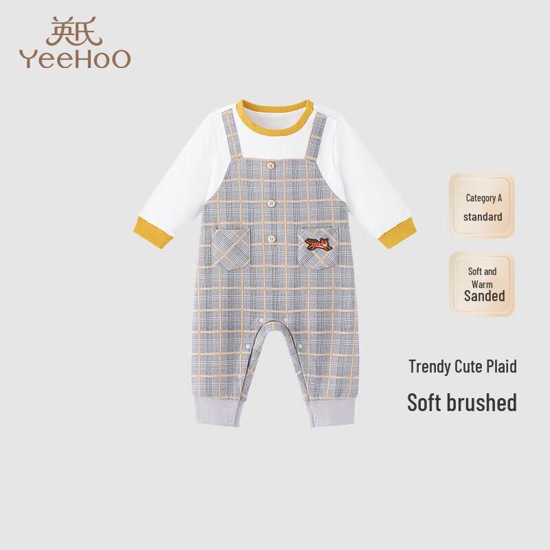 

YEEHOO Baby Boy s Plaid Long-Sleeve Romper 90