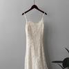French Apricot Lace Spaghetti Strap Dress - Elegant Women's Summer 2026 Collection