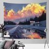 Aesthetics Sunset Starry Night Sky Moon Landscape Background Bedside Living Room Dormitory Decoration Tapestry