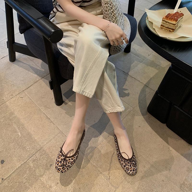 Sheepskin version~ leather flat-bottomed bow light-mouth single shoes women's 2025 new temperament evening shoes ladyshoes grandma shoes