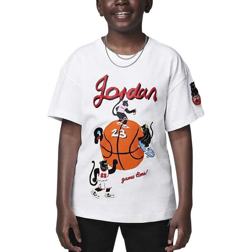 (GS) Air Jordan Game Time Graphic T-shirt White Kids HQ7122-100 XL