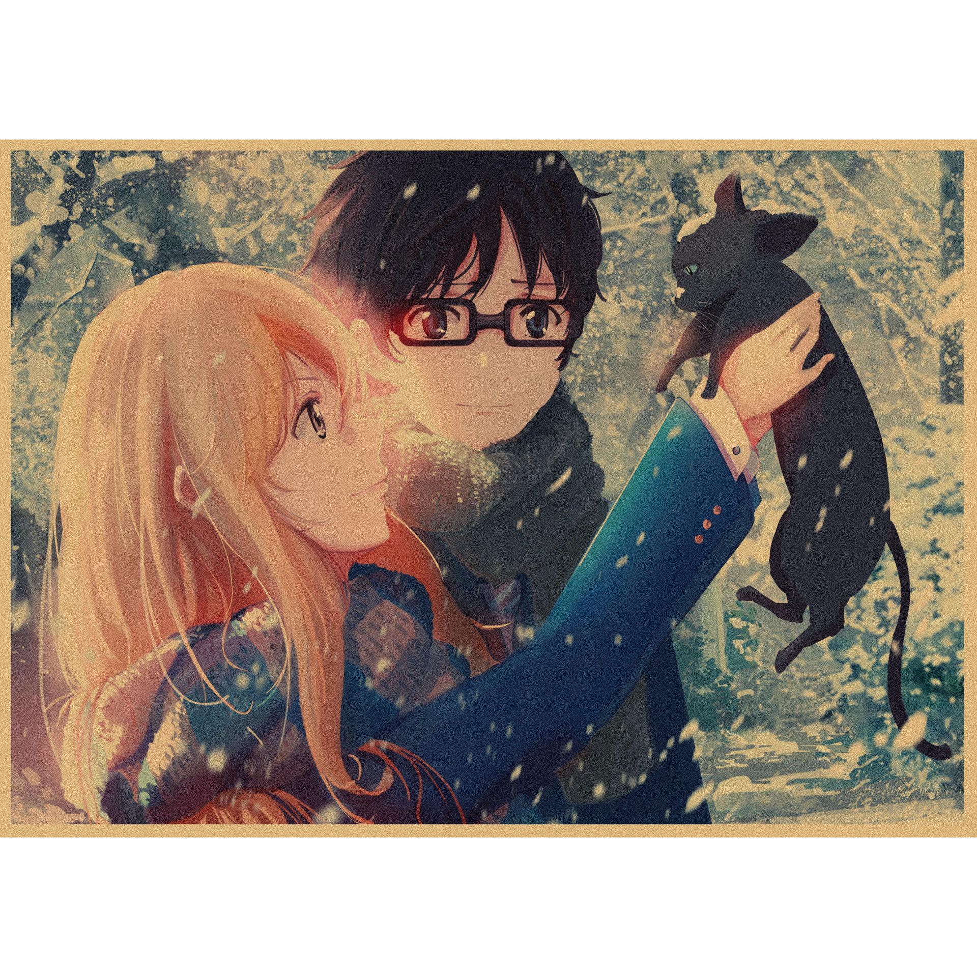 

Your Lie in April Anime Movie Poster - Retro Kraft Paper Wall Art 29.7X42cm（A3）