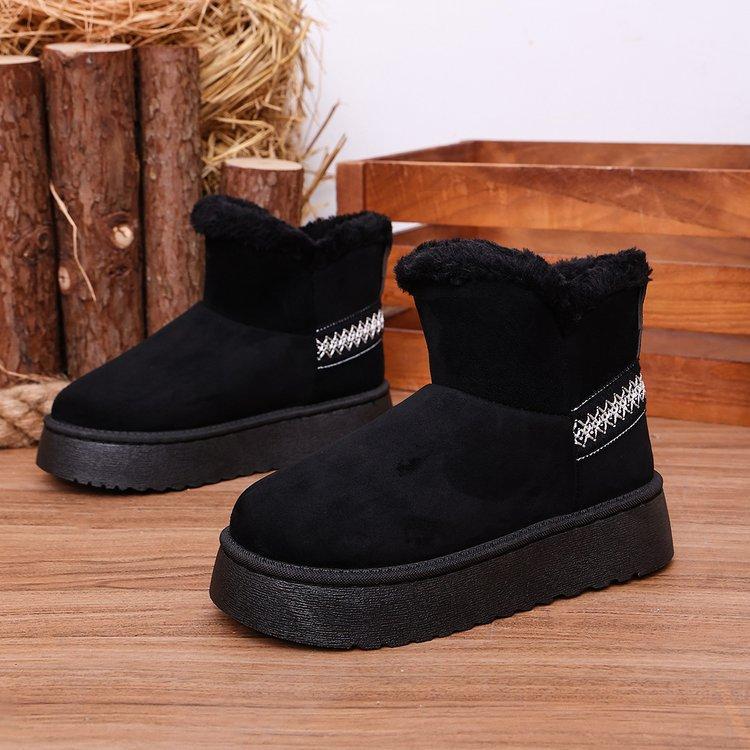 Large size high-top snow boots for women, new autumn and winter fleece-lined thickened warm cotton boots for women