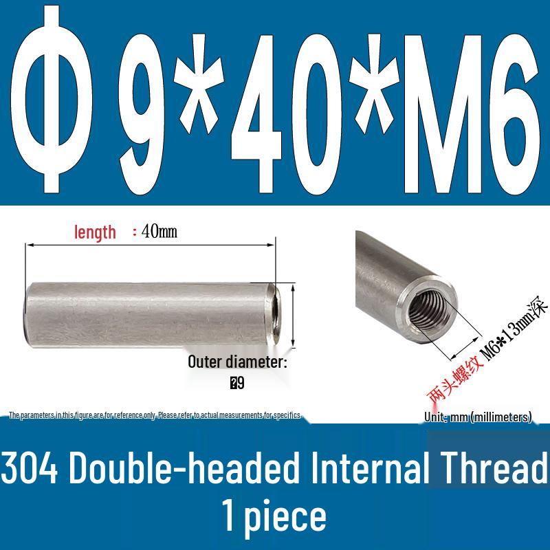 Stainless Steel 304 Double-Ended Threaded Cylindrical Guide Pin with Dual-End Holes