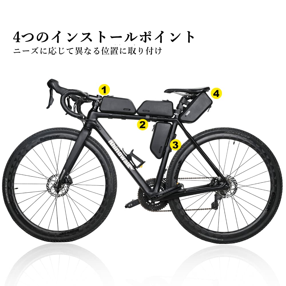 Rhinowalk Bicycle Top Tube Bag, Frame Bag, Waterproof, Lightweight, 1.5L Capacity, Easy Storage, TPU Material, for Road Bikes