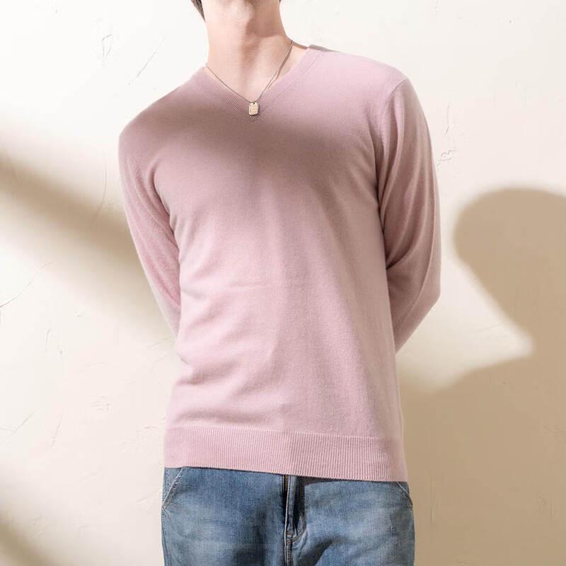 Sinuofu De Men's Spring 100% Cashmere V-Neck Sweater