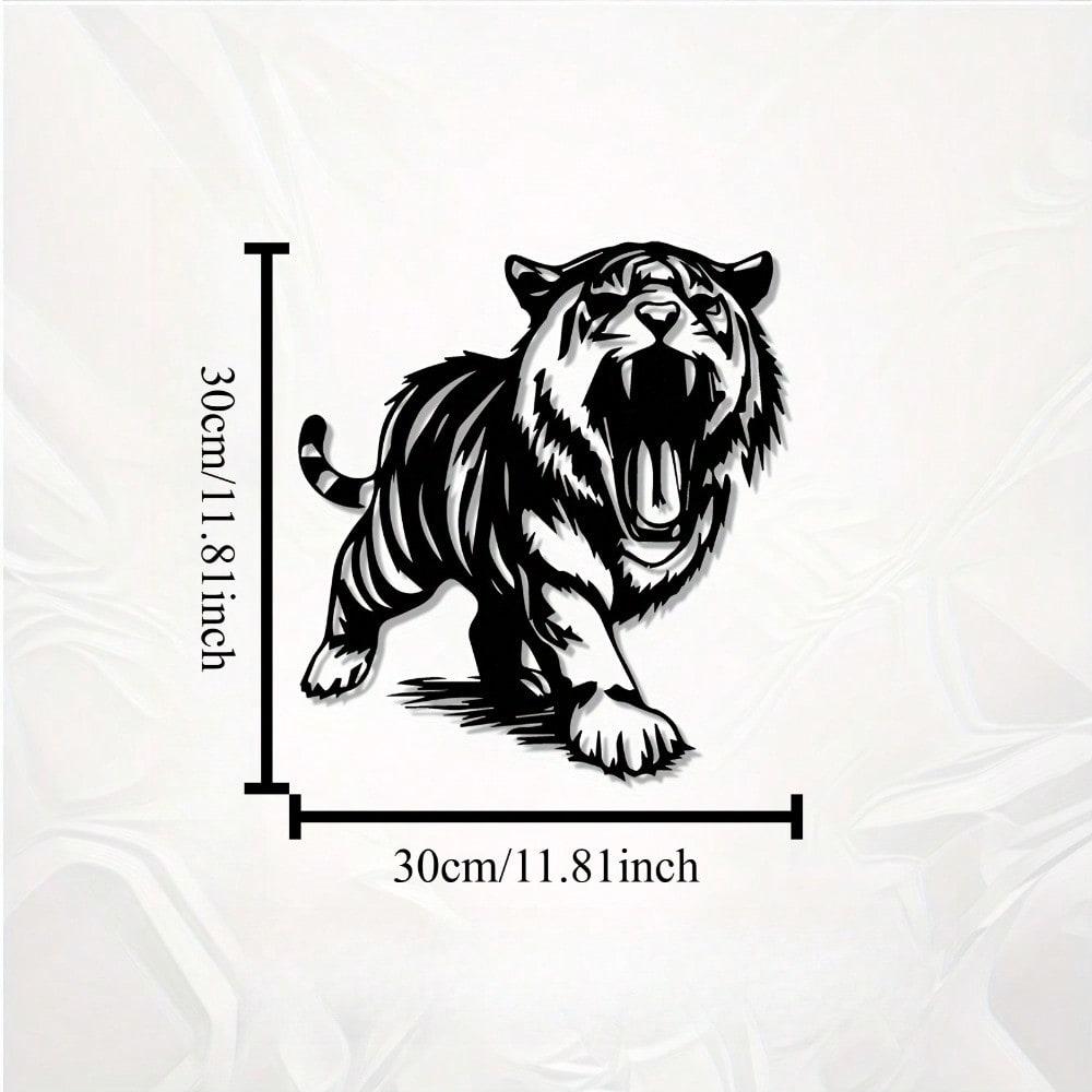 Roaring Tiger Metal Wall Art, Weather-Resistant Wildlife Decor for Home & Garden