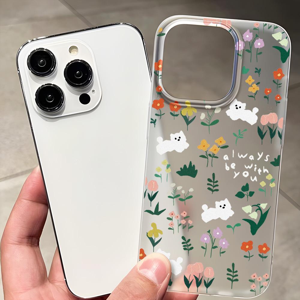Mobile Phone Cases for iPhone 11 13 15 Pro Max 12 14 Pro Max Case iPhone 16 15 Plus 13 Pro 12 Frosted Texture Painted Cartoon Flowers