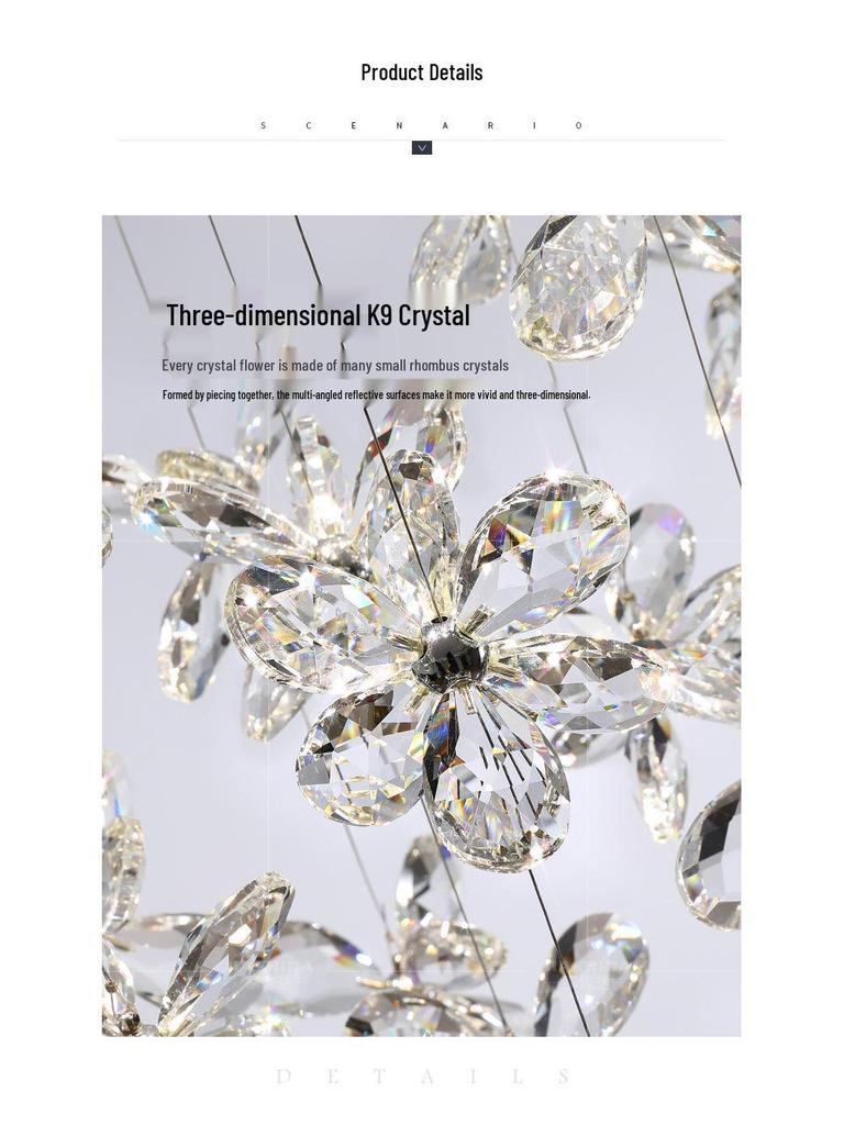 Modern French Crystal Chandelier: Luxury Pendant Light for Dining Room, Restaurant, Cafe, or Bar