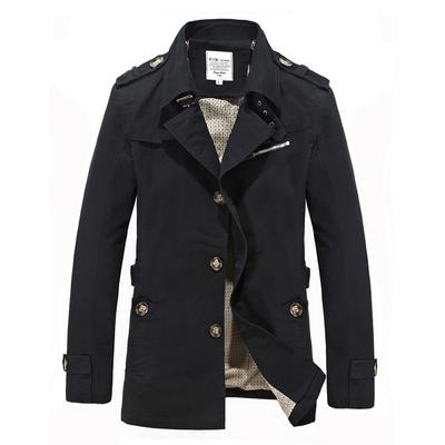 Parka trench casual da uomo di media lunghezza di media lunghezza in puro cotone primaverile e autunnale