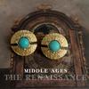Heavy Industry Turquoise Earrings Retro Fashion Medium Antique Earrings Silver Needle Ear Jewelry