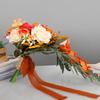 Exquisite Waterdrop Design Autumn Orange Flower Handheld Artificial Bouquet for Home Decoration and Events