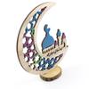 Moon Wooden Ornament Pendant Handicraft Ramadan Decorations Table Craft Ornaments For Home Islamic Muslim Party Eid Decor