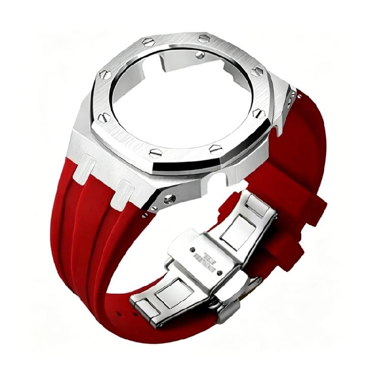 Elegante Edelstahlhülle & Glattes Silikonarmband Rostfreies Stahlgehäuse Einfache Installation für Casioak GA2110 GA2100 Geräte