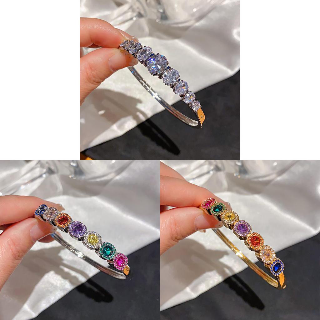 Modern Zircon Oval Bracelet With Cubic Zirconia For Elegant Office Wear