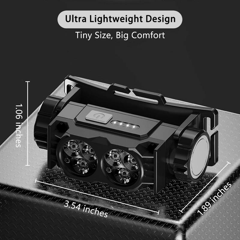High Efficiency Rechargeable LED Headlamp with 6 Core System Super Bright Output Mere 109g Weight Ideal Mining Fishing Outdoor
