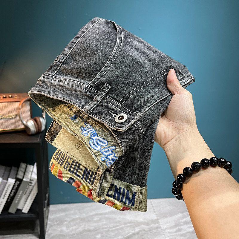 Men's Straight-Leg Jeans, New Spring/Autumn Fashion Brand, Slim-Fit Casual Cropped Pants with a Stylish and High-End Feel