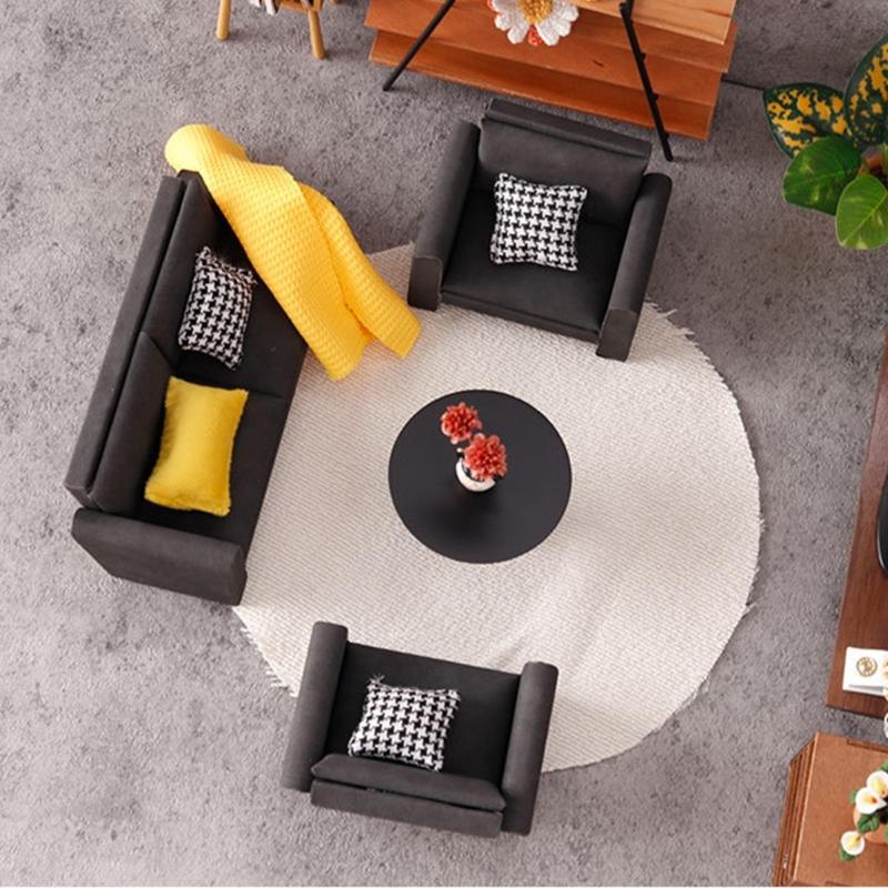 Dollhouses Loveseat Single Sofa Couch Handcrafted Wooden Miniature Decors For DIY Toy House Accessories
