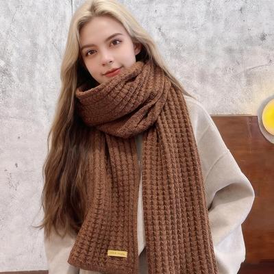 Sciarpa da Donna Ispessita Calda Monocolore Autunno Inverno Versatile Comoda Lavorata a Maglia Lunga