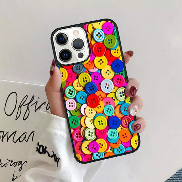 Sewing Scissors Buttons Phone Case Cover For iPhone 17 Air 15 16 14 13 12 Pro Max 11 Pro Max Plus Coque Shell