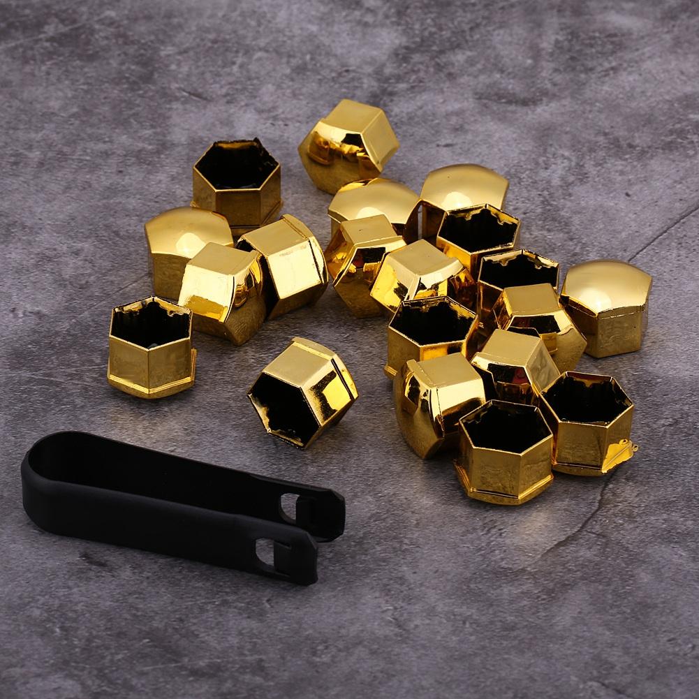 20Pcs 17mm Universal Car Tyre Wheel Hub Covers Lug Nut Bolt Screw Cover Protection Cap Gold