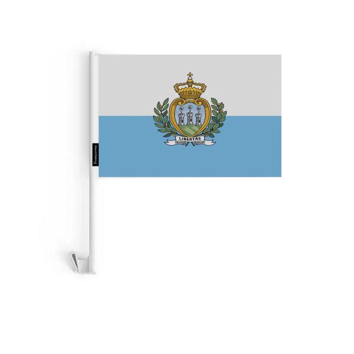 Drapeau Voiture - Saint-Marin - 10 Pièces - 14 X 21 Cm - Polyester - Impression Recto/verso