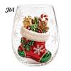 Unique Holiday Gift for Friends Christmas 3D Glass Tumbler, Santa Snowman Tree Sculpted Cup, Drinking Glasses Decorative Drinkware, Festive